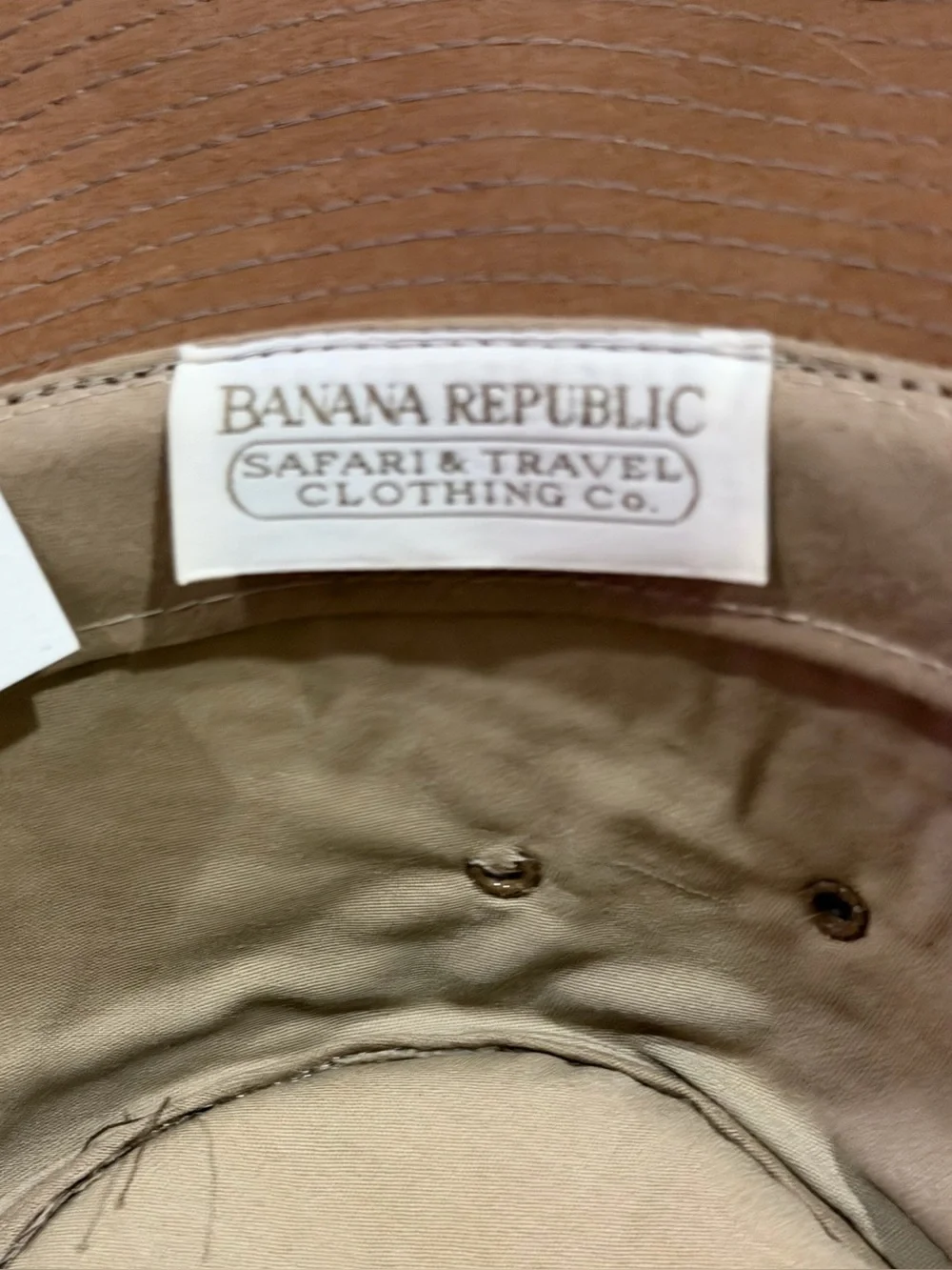 VTG Banana Republic Hat Mens Sz LG 100% Leather Suede Western Safari
